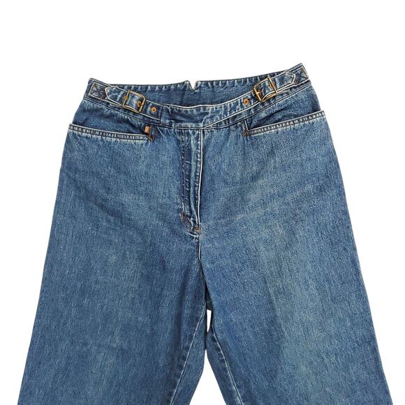 Vintage Ralph Lauren Jeans Co Blue Jeans Straight Leg Attached Belt Detail Sz 8 - Picture 2 of 9